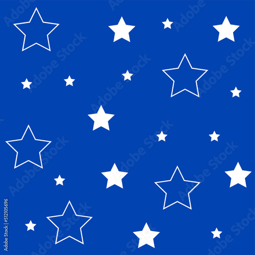 Simple classic Christmas seamless pattern with stars for background, wrapping paper, fabric, surface design. Blue background