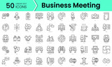 business meeting Icons bundle. Linear dot style Icons. Vector illustration