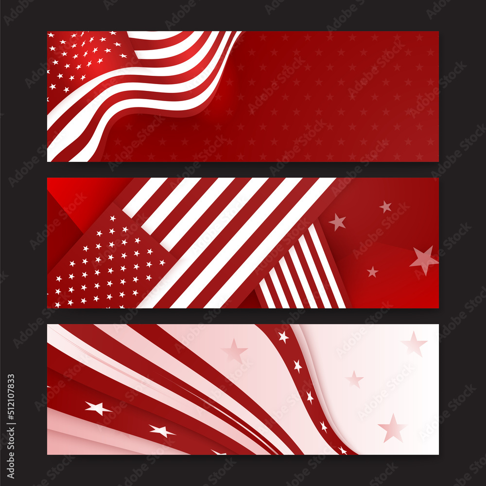 Happy 4th of July Independence day with USA red banner background. Universal America banner. Memorial day in the united states - remember and honor banner background vector illustration Happy 4th of July Independence day with USA red banner background. Universal America banner. Memorial day in the united states - remember and honor banner background vector illustration