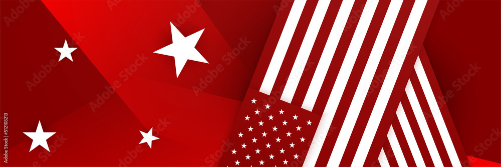 Obraz premium Happy 4th of July Independence day with USA red banner background. Universal America banner. Memorial day in the united states - remember and honor banner background vector illustration