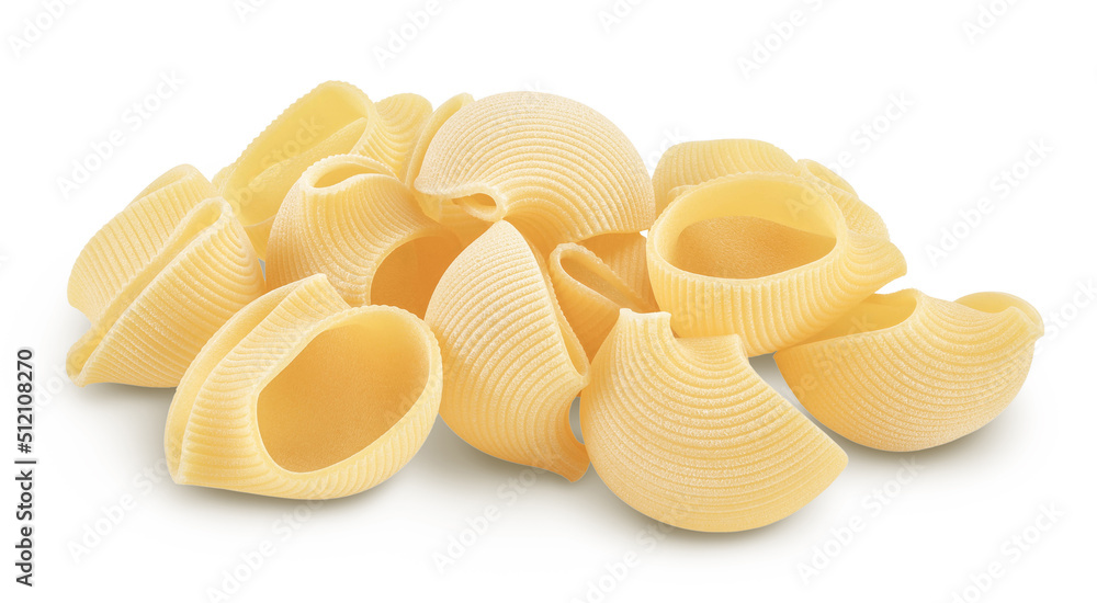 lumaconi pasta isolated on white background with full depth of field lumaconi pasta isolated on white background with full depth of field
