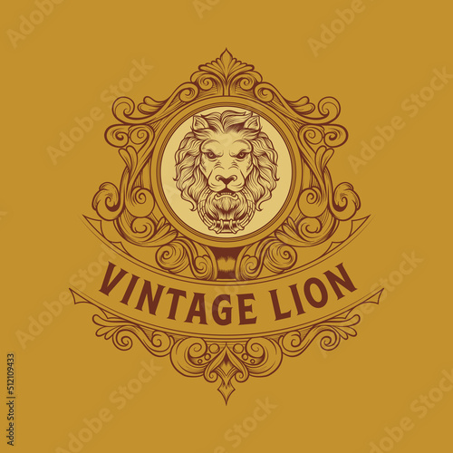 Vintage Vector Lion Logo Illustration