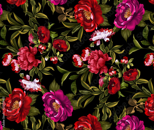 Fototapeta Naklejka Na Ścianę i Meble -  Hand draw flower pattern. Flowers background. Abstract elegance pattern.