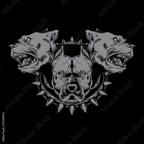 Vector Art Illustration Three Head Dog Cerberus
