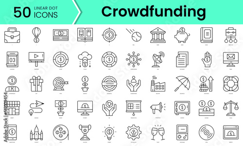 crowdfunding Icons bundle. Linear dot style Icons. Vector illustration photo