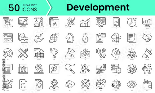 development Icons bundle. Linear dot style Icons. Vector illustration