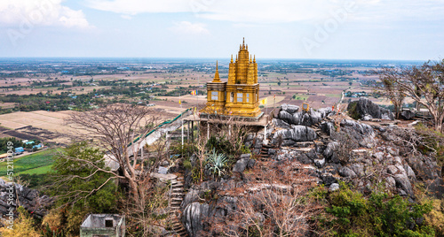 Santi Chedi and the statue of Christ the Redeemer in heaven hills in Pak Tho District, Ratchaburi, Thailand photo