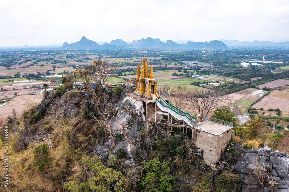 Santi Chedi and the statue of Christ the Redeemer in heaven hills in Pak Tho District, Ratchaburi, Thailand