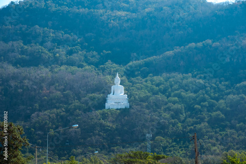 Luang Por Khao or white big Buddha on Si Siat Mountain,Wat Theppitak Punnaram,Phaya Yen,Pakchong district,Nakhon Ratchasima,northeastern Thailand.The statue was named Buddha Sakkol Sima Mongkol. © mickey_41