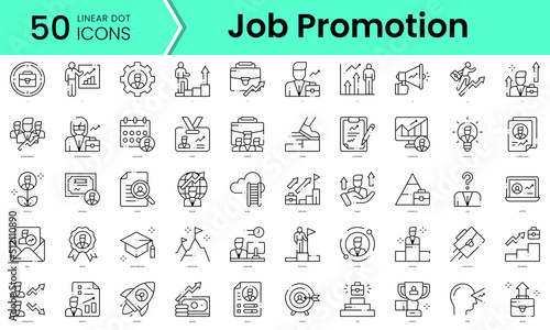 job promotion Icons bundle. Linear dot style Icons. Vector illustration