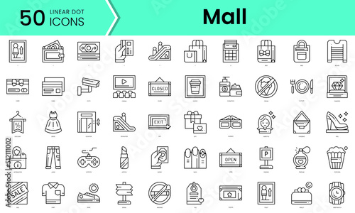 mall Icons bundle. Linear dot style Icons. Vector illustration