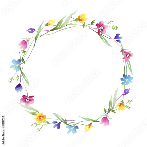 Wildflowers wreath. Watercolor clipart