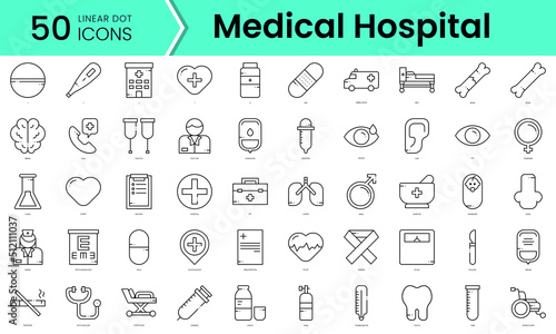 medical hospital Icons bundle. Linear dot style Icons. Vector illustration