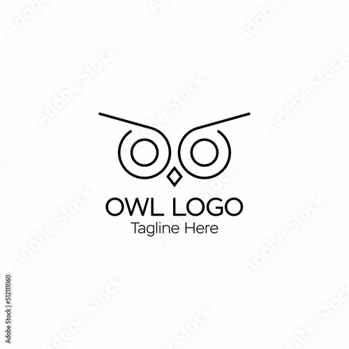 line art owl logo design