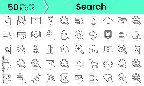 search Icons bundle. Linear dot style Icons. Vector illustration