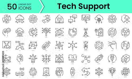 technology Icons bundle. Linear dot style Icons. Vector illustration