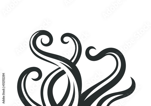 Octopus tentacles. Isolated octopus tentacles on white background