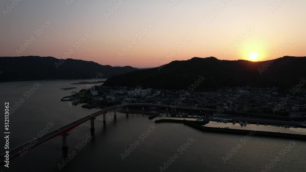 夕暮れの宇佐大橋 ドローン空撮 夕暮れの宇佐大橋 ドローン空撮