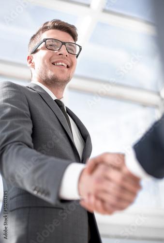 handshake of business partners .bottom view
