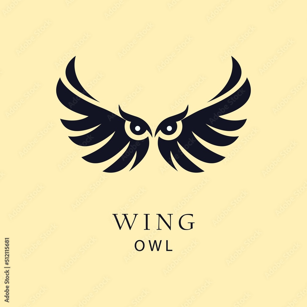 Fototapeta premium owl big wings black logo