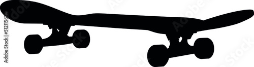 skateboard deck, truck and wheel, sports equipment for skateboarding realistic silhouette