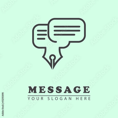Chat logo template design with pen