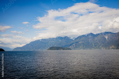 Mountains in British Columbia seen from the lake. 