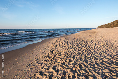 Empty beach on the Baltic Sea in Jastrzebia Gora  Poland