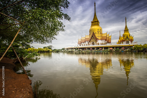Great golden pagoda of Wat Prong Arkad in Amphoe Bang Nam Priao,Chachoengsao Province,Thailand. photo