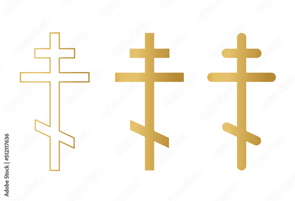 set of golden orthodox crosses- vector illustration