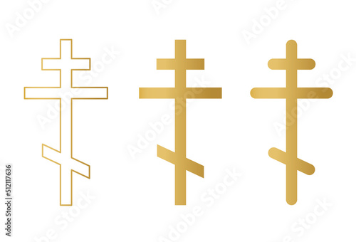 set of golden orthodox crosses- vector illustration