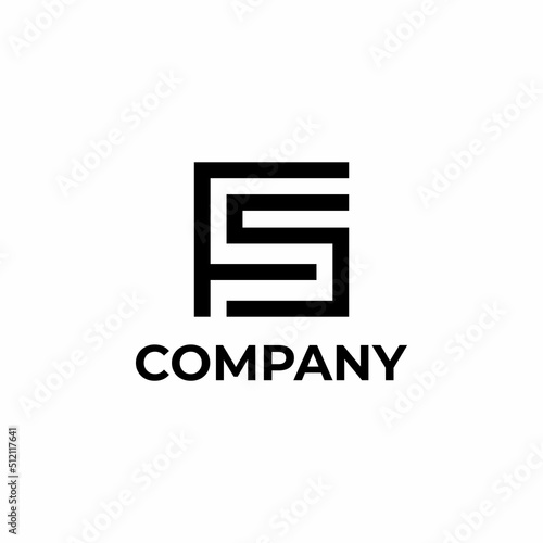 Modern Trendy Minimal Monogram FS and SF F or S Square Shaped Business Brands Initial Based letter Icon Logo