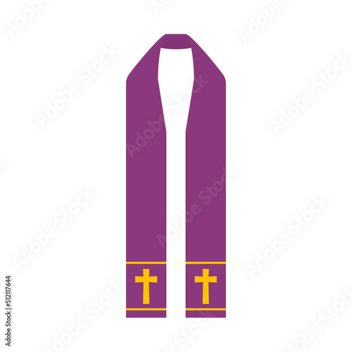 purlpe priest's stole with cross- vector illustration