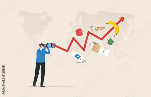 Inflation financial crisis. Rising commodity prices. Crisis and rising commodity prices concept. recession Inflation. The graph of rising consumer product prices around the world.