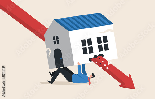 Low housing prices. Real estate prices  reached a critical stage. Mortgage addiction or excessive expenses. Pay off debts and home loans.  The red arrow graph hits the house hard.
