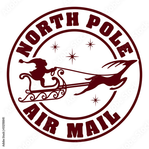 Santa Claus Deer Sleigh Christmas North Pole Stamp