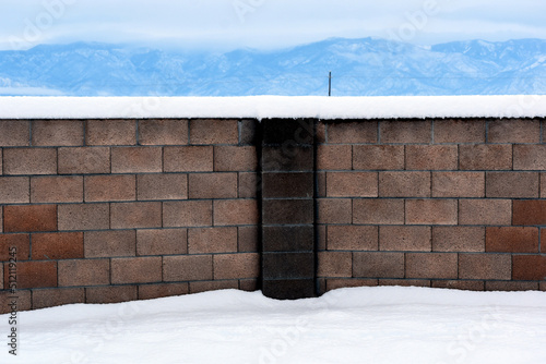 brick wall in the snow