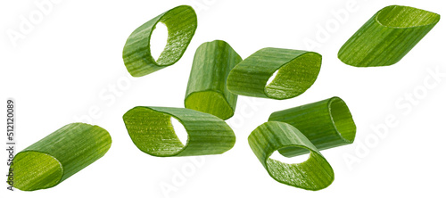 Green onion, chopped chives isolated on white background  photo