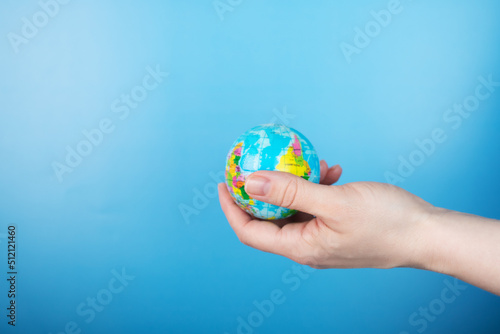 Global environmental protection earth concept, ecology development, renewable, sustainable resources, hand with globe
