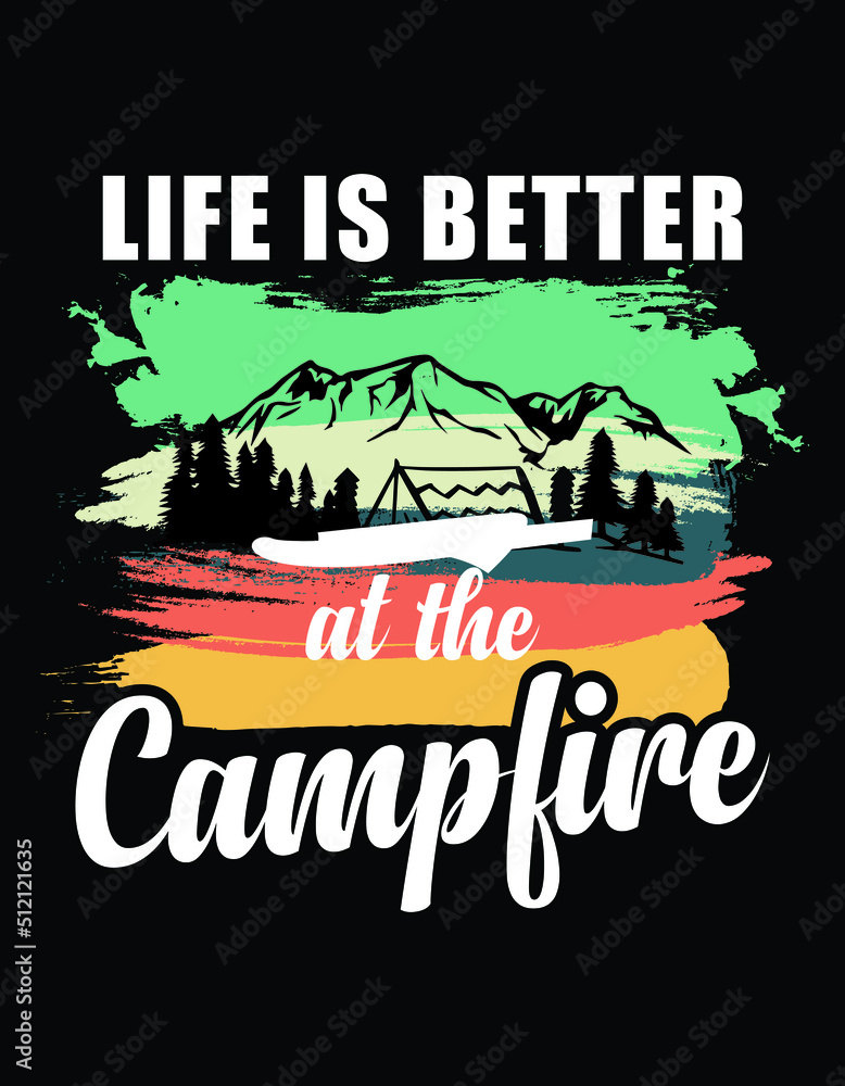 Camping typography vector t-shirt design, graphic element, illustration