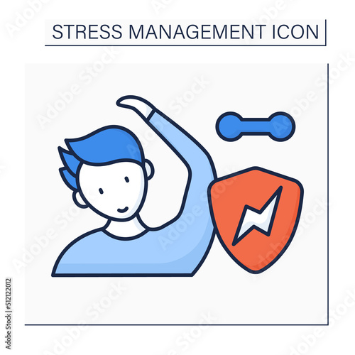 Stress color icon. Physical activity huge stress reliever. Health protection. Mental health concept. Isolated vector illustration