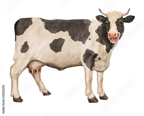Fotografie vache à lait, rigolote, qui rit, ferme, animal, blanc, bétail, mollet, taureau,