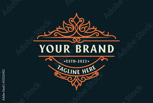 Orange Elegant Vintage Badge Label Logo design inspiration
