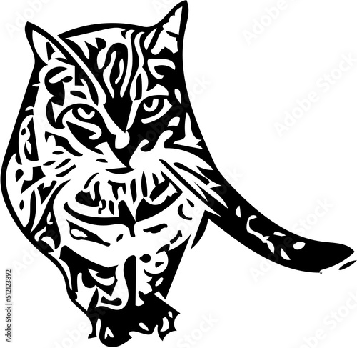 Black and white tabby cat vector