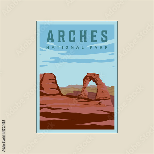 Obraz na plátne arches national park vintage poster illustration template graphic design