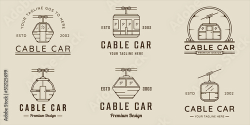 set of cable car or gondola line art vector simple minimalist illustration template icon graphic design. bundle collection of various transportation sign or symbol for business or travel concept photo