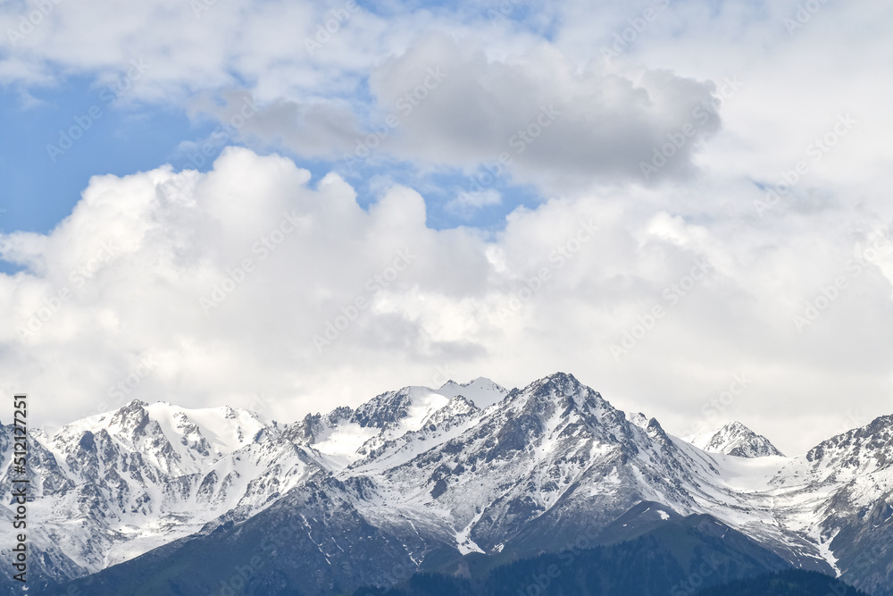 Snow-capped, snow covered mountains in Kazakhstan, Almaty