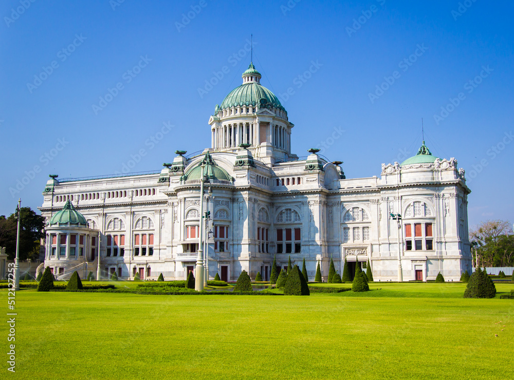 Bangkok,Thailand on March 3,2018 : Beautiful Anantasamakhom Throne Hall,Dusit Palace.It was built from Italian white marbles in Italian Renaissance style.