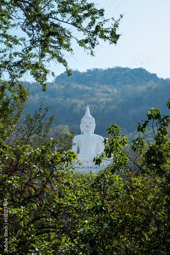 Luang Por Khao or white big Buddha on Si Siat Mountain,Wat Theppitak Punnaram,Phaya Yen,Pakchong district,Nakhon Ratchasima,northeastern Thailand.The statue was named Buddha Sakkol Sima Mongkol.
 photo