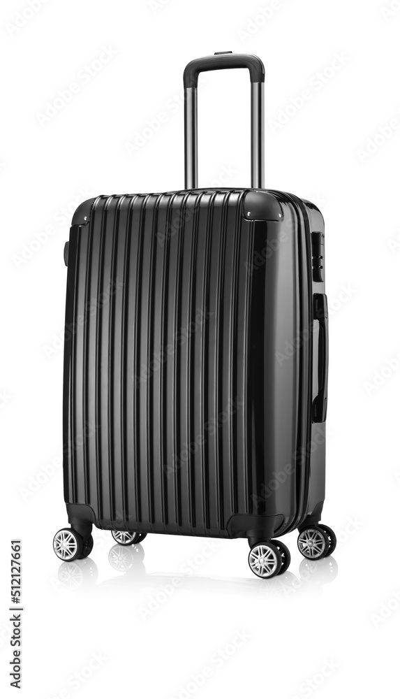 Black ABS luggage with 4 wheels, isolated on white Black ABS luggage with 4 wheels, isolated on white